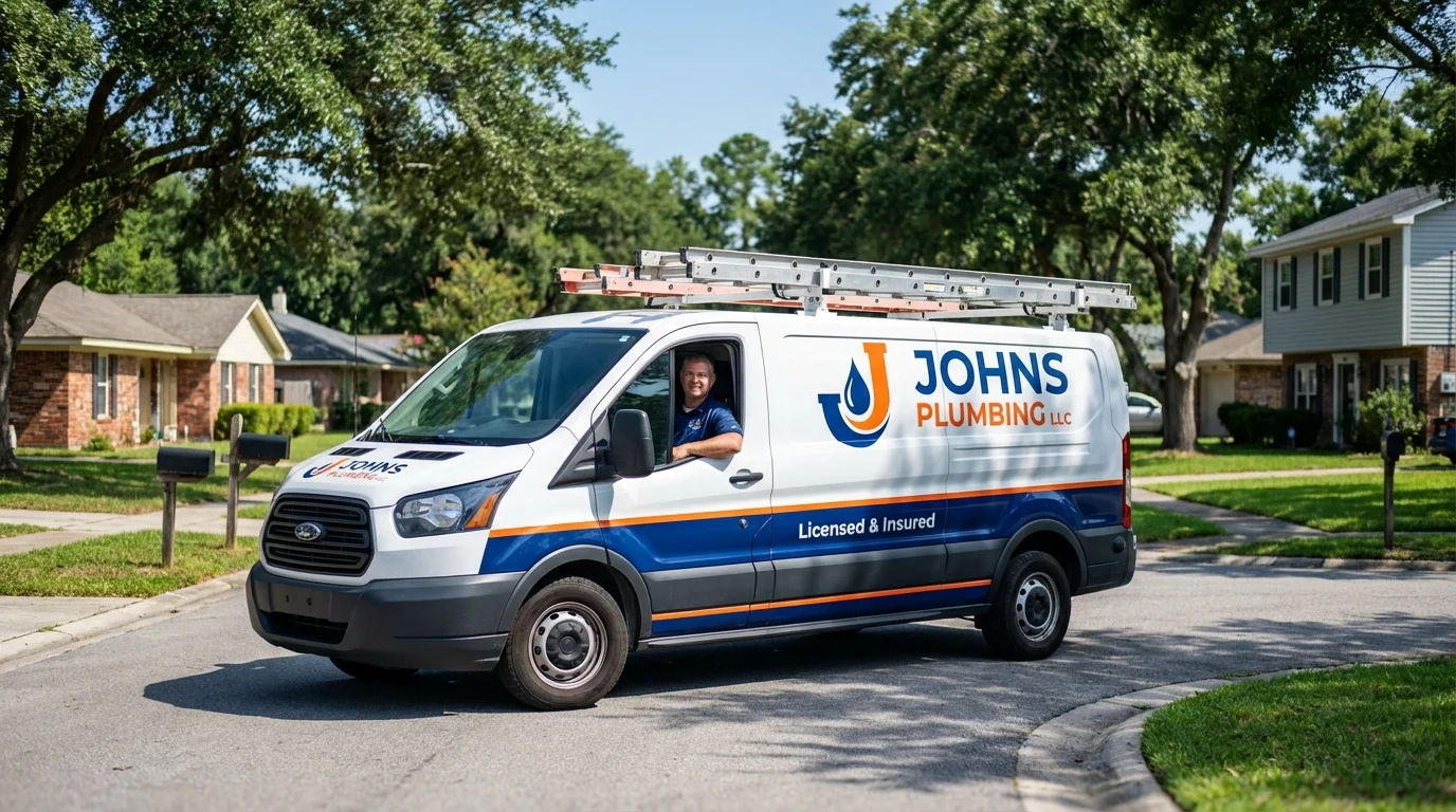 Johns Plumbing LLC service van in Jonesboro, GA