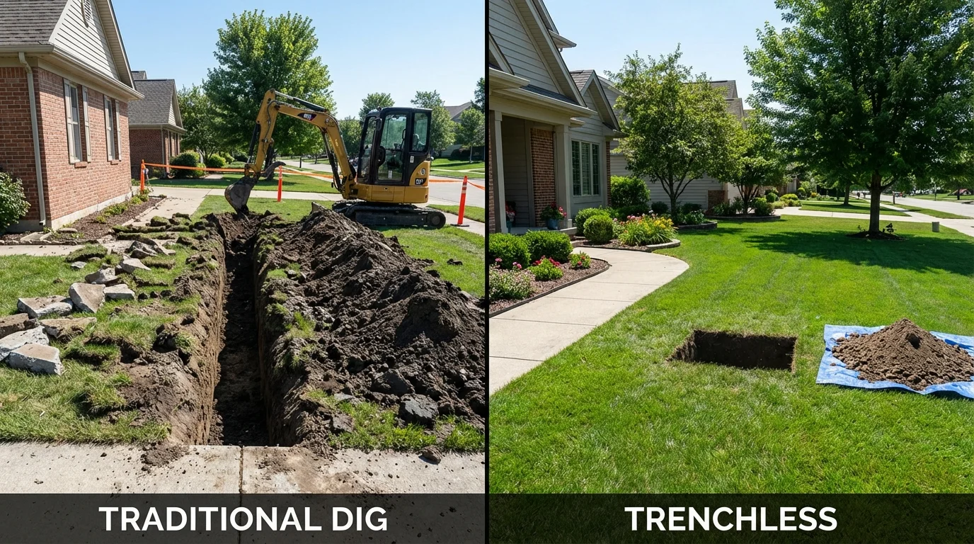 Trenchless sewer repair with minimal yard damage versus traditional excavation in Jonesboro, GA